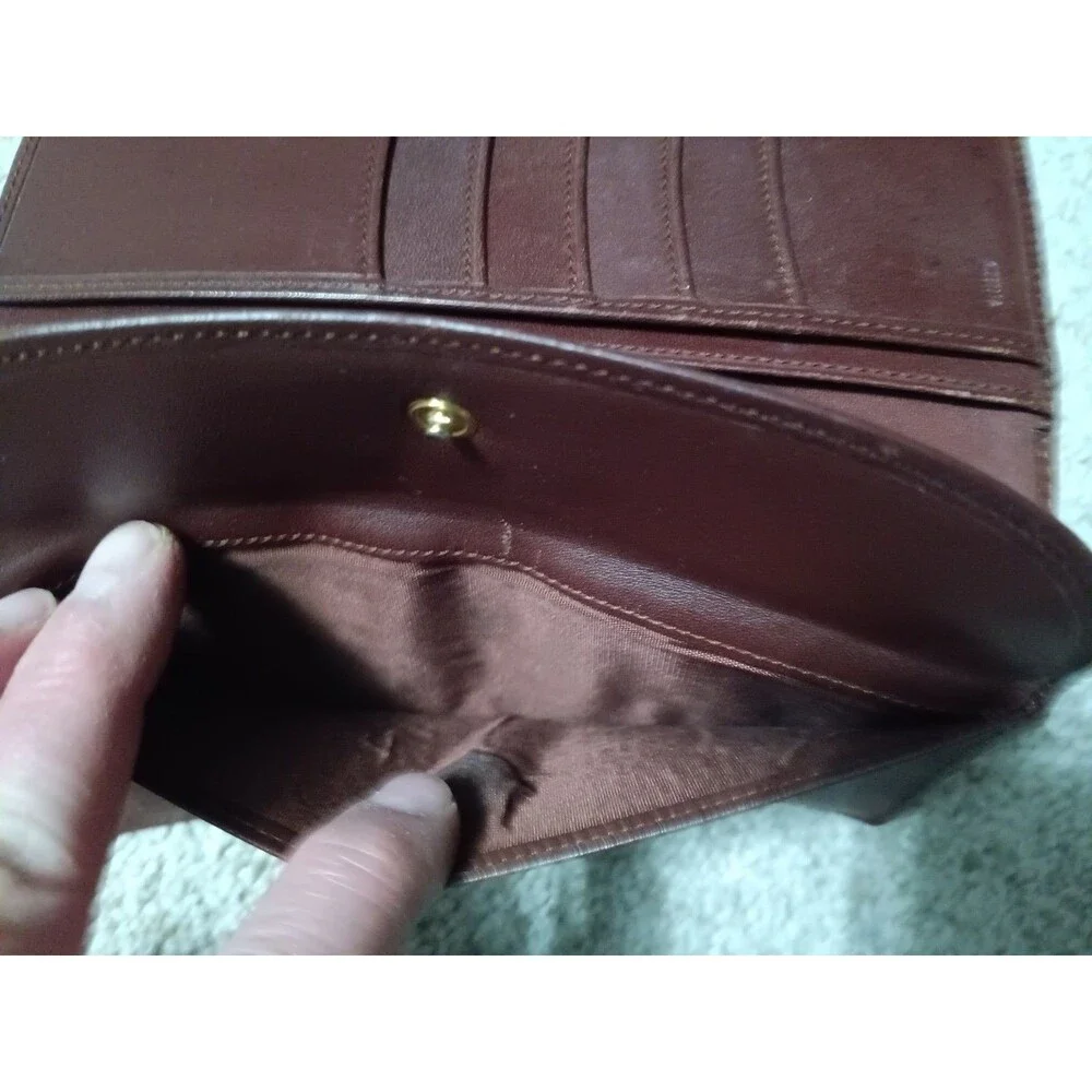 Vintage Polo By Ralph Lauren Tartan Plaid With Brown Leather Long Wallet GUC